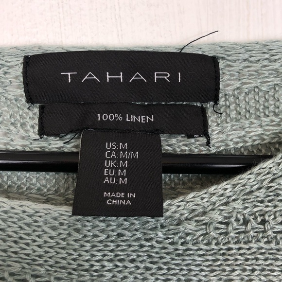 Tahari 100% Linen Knit Long Sleeve Blouse Sz M - Picture 5 of 6